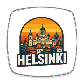 Helsinki Finlande Art rétro de la silhouette du coucher de soleil - Magnet carré - blanc - Devant