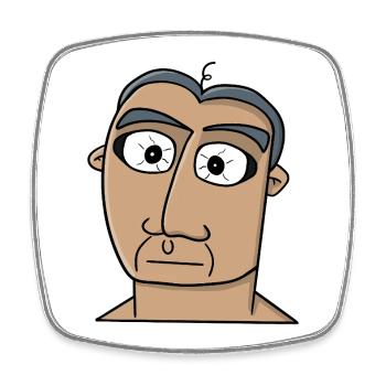 Wide-Eyed Minimalist Portrait - Square fridge magnet - white - Front