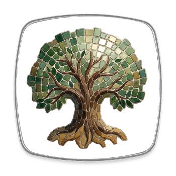 Lebensbaum Mosaik - Spirituelle Kunst für Naturfan - Viereckiger Kühlschrankmagnet - Weiß - Vorne