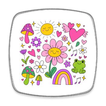 Cute Y2K Flower | bunte Blumen - Viereckiger Kühlschrankmagnet - Weiß - Vorne
