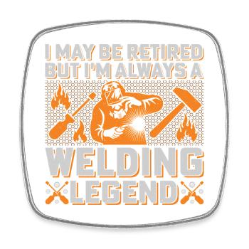 Welding Legend: Flames & Tools Welders - Square fridge magnet - white - Front