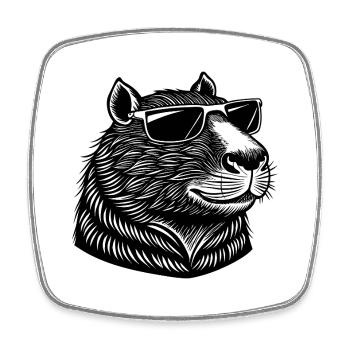 Capybara avec des lunettes de soleil - Magnet carré - blanc - Devant