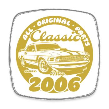 20. Geburtstag - Klassiker Musclecar 05/2006 - Viereckiger Kühlschrankmagnet - Weiß - Vorne