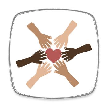 United Hearts Diverse Hands - Square fridge magnet - white - Front