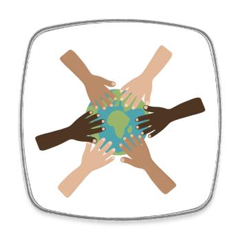 Global Hands Around Earth - Square fridge magnet - white - Front
