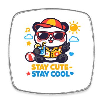 Graphique Reste mignon Reste Cool Bear - Magnet carré - blanc - Devant