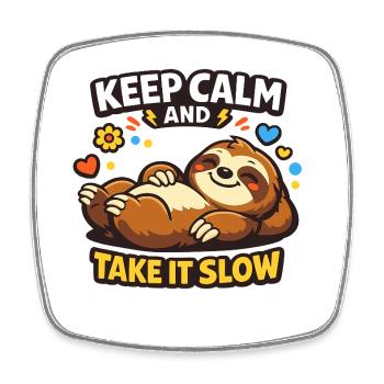 Faultier Ruhe Take It Slow - Viereckiger Kühlschrankmagnet - Weiß - Vorne