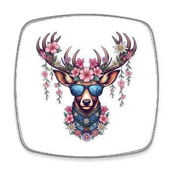 Trachtenshirt Damen Trachten T-shirt Hirsch weiß - Magnet carré - blanc - Devant