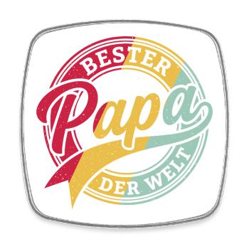 Bester Papa der Welt Shirt Geschenk Vatertag Retro - Viereckiger Kühlschrankmagnet - Weiß - Vorne