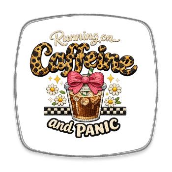 Kaffee Panik Leoparden-Look - Viereckiger Kühlschrankmagnet - Weiß - Vorne