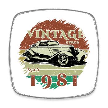 45. Geburtstag - Klassiker - Vintage since 05/1981 - Viereckiger Kühlschrankmagnet - Weiß - Vorne