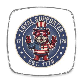Patriotische USA Bulldogge Loyal Supporter 1776 - Viereckiger Kühlschrankmagnet - Weiß - Vorne