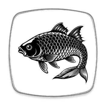 Carp fish - Square fridge magnet - white - Front