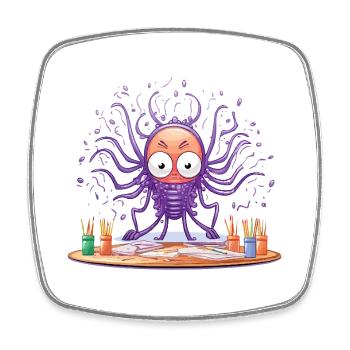 Creative Ink Octopus - Square fridge magnet - white - Front