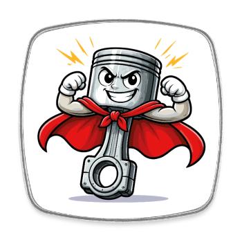 Mechanikers Superheld Piston - Viereckiger Kühlschrankmagnet - Weiß - Vorne