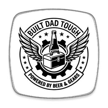Built Dad Tough Vatertag Stärke - Viereckiger Kühlschrankmagnet - Weiß - Vorne