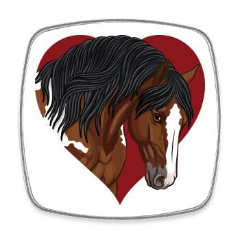 The head of a piebald horse and a red heart - Square fridge magnet - white - Front