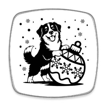 Joyful Bernese Dog from Bombk - Square fridge magnet - white - Front