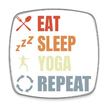 Eat Sleep Yoga Repeat - Square fridge magnet - white - Front