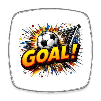 Goal Bang : Balle et filet - Magnet carré - blanc - Devant