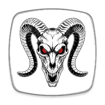 Demonic Ram Skull Red Eye Horns - Square fridge magnet - white - Front