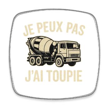Je peux Pas J'ai toupie Cadeau Homme Camion  - Magnet carré - blanc - Devant