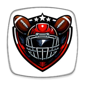 Kicker Shield Football Helm - Viereckiger Kühlschrankmagnet - Weiß - Vorne