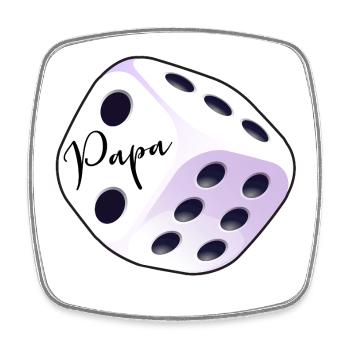 Spieler Würfel Papa - Viereckiger Kühlschrankmagnet - Weiß - Vorne