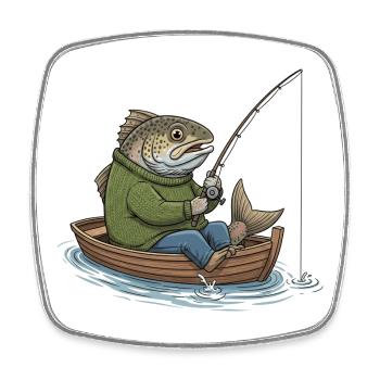humor fishing Fish Fisherman - Square fridge magnet - white - Front