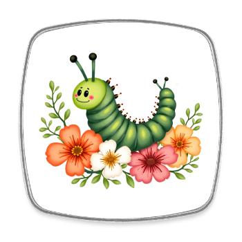 Chenille - Magnet carré - blanc - Devant