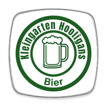 Kleingarten Hooligans – Freches Garten-Design mit  - Viereckiger Kühlschrankmagnet - Weiß - Vorne