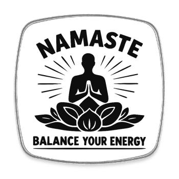 Namaste : Équilibrez votre énergie Méditation de yoga - Magnet carré - blanc - Devant