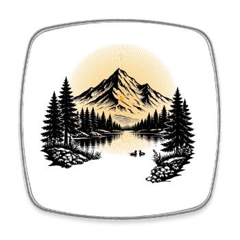 Berg See Natur Vintage Outdoor Design  - Viereckiger Kühlschrankmagnet - Weiß - Vorne