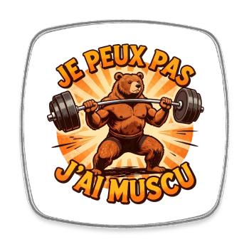 Je Peux Pas j'ai muscu - Magnet carré - blanc - Devant