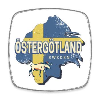 Östergötland Schweden Retro Provinz Souvenir - Viereckiger Kühlschrankmagnet - Weiß - Vorne