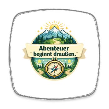 Abenteuer beginnt draußen – Naturkompass - Viereckiger Kühlschrankmagnet - Weiß - Vorne