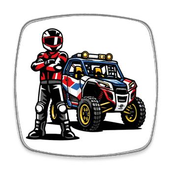 SSV Rally Offroad Racing Driver - Square fridge magnet - white - Front