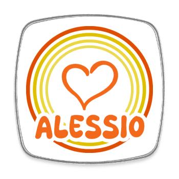 Herz im Regenbogenkreis Alessio - Viereckiger Kühlschrankmagnet - Weiß - Vorne