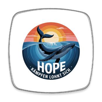 Hope/ Timmy der Wal in der Ostsee - Viereckiger Kühlschrankmagnet - Weiß - Vorne