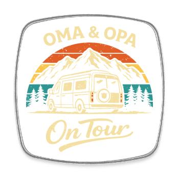 Grand-mère et grand-père en tournée camping-car - Magnet carré - blanc - Devant