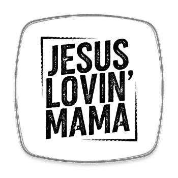 Jesus loving mother Jesus loving mom Mother's Day - Square fridge magnet - white - Front