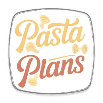 Pasta statt Pläne | Nudel Humor - Viereckiger Kühlschrankmagnet - Weiß - Vorne