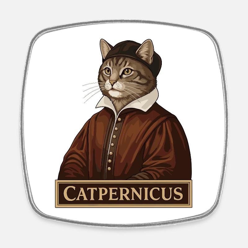 Catpernicus Nicolaus Copernicus Astronomenkatze - Viereckiger Kühlschrankmagnet - Weiß