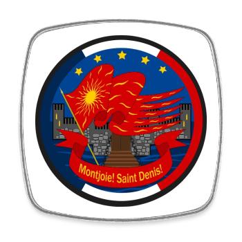 Emblème Oriflamme Montjoie Saint-Denis - Magnet carré - blanc - Devant
