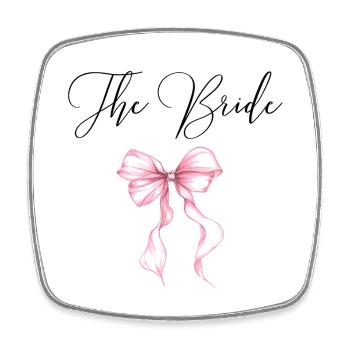 TheBride! Pink ribbon - Square fridge magnet - white - Front