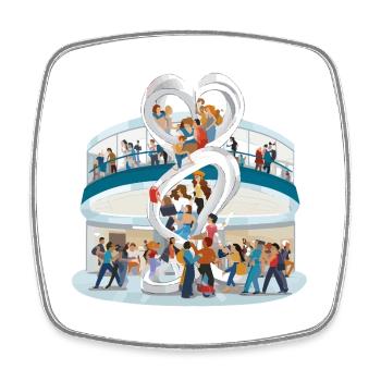 Community of the Heart Sculpture - Square fridge magnet - white - Front