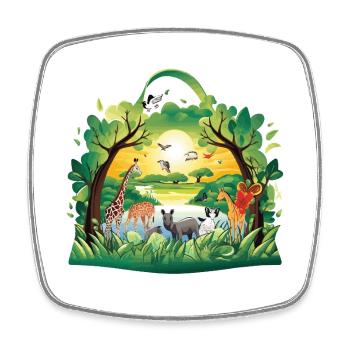 Tierparadies im Dschungelkreis - Viereckiger Kühlschrankmagnet - Weiß - Vorne