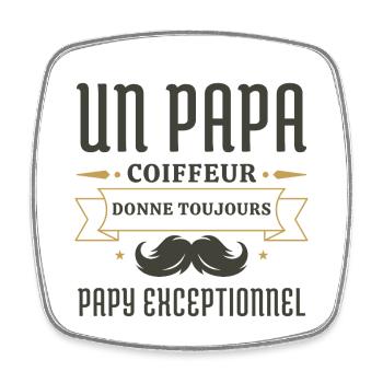Papa coiffeur donne toujours papy exceptionnel - Magnet carré - blanc - Devant