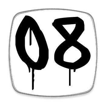 Number 08 Urban Graffiti Style - Square fridge magnet - white - Front