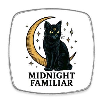 Mondnacht: Midnight Familiar Katze - Viereckiger Kühlschrankmagnet - Weiß - Vorne